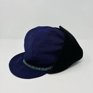 Vintage 1990s Wintergreen Earflap Fleece Hat Blue Size XL Aztec Patagonia Style